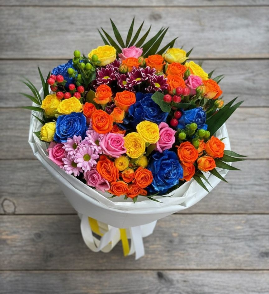 Букет цветов из: Розы и Хризантемы в Курильске