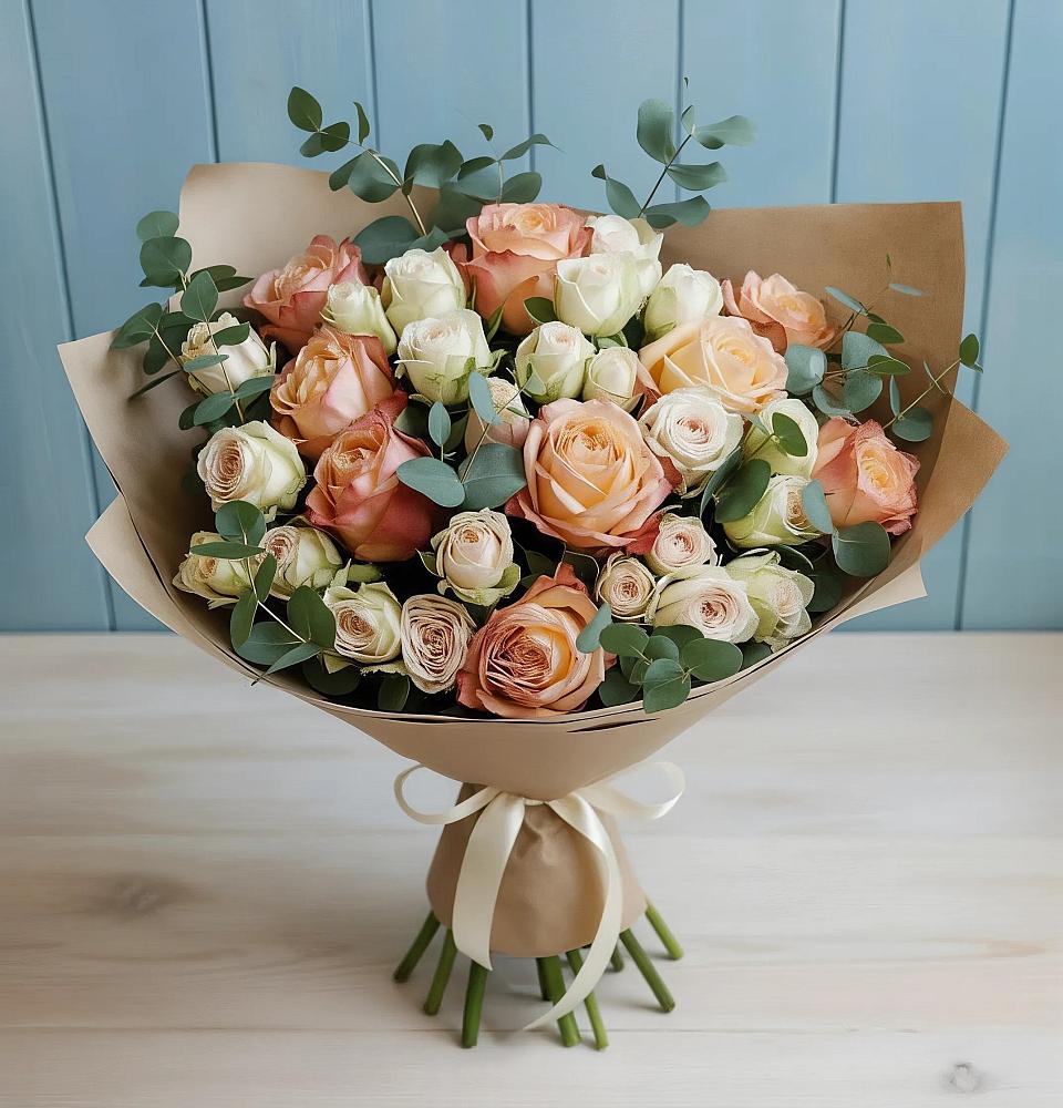 Букет цветов из: Альстромерии и Розы в Курильске