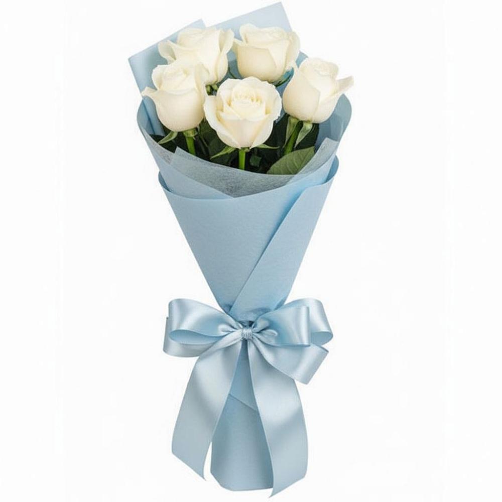 Букет 5 Белых роз Проуд в Курильске