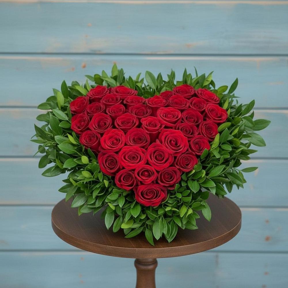 Цветочная композиция из Розы в виде сердца в Курильске