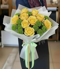 Букет цветов из:  Хризантемы и Розы #REPLACE_PRED# Курильске