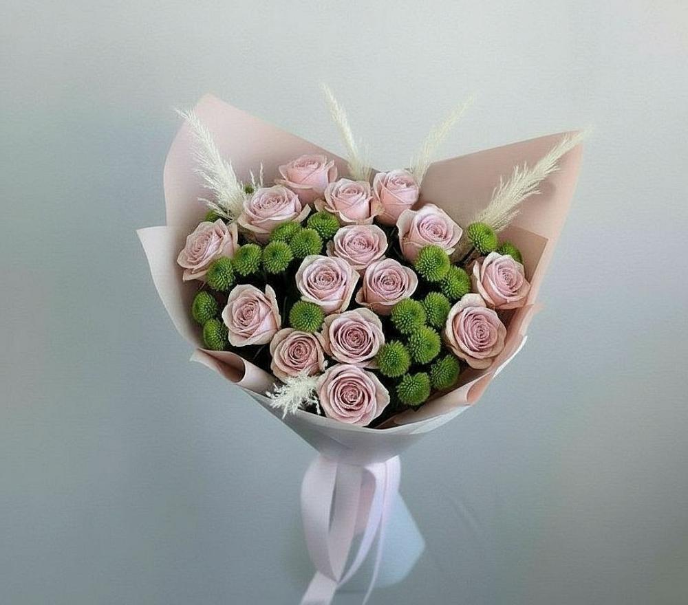 Букет цветов из: Розы и Хризантемы в Курильске