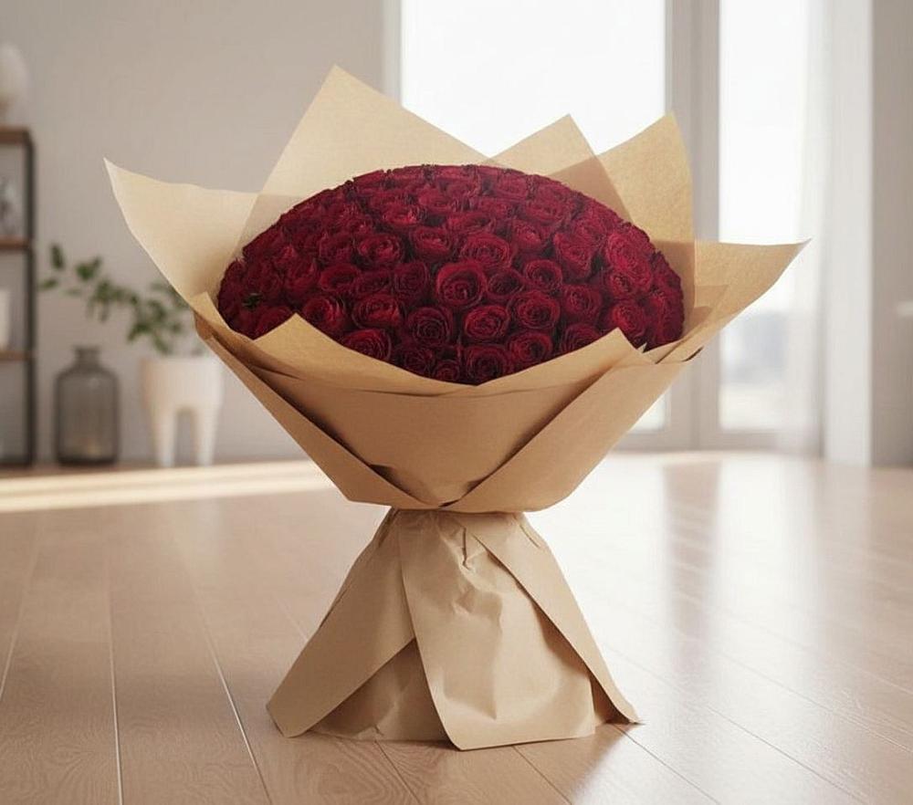 Букет 101 Красная роза в Курильске
