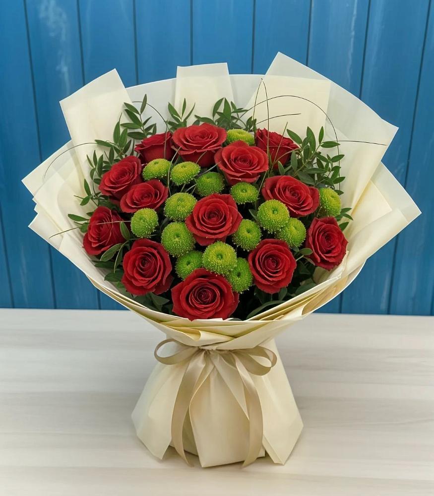 Букет цветов из: Розы и Хризантемы в Курильске